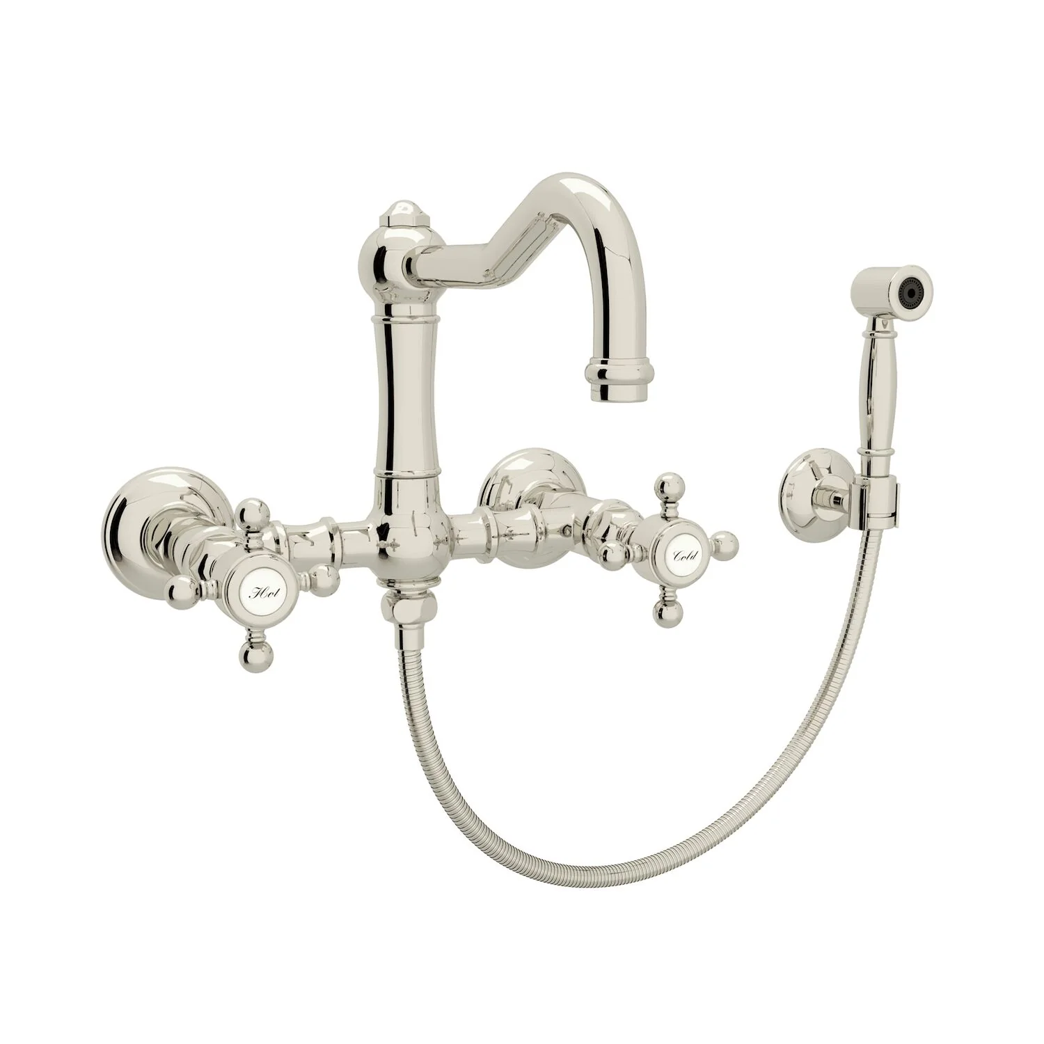 ACQUI® WALL MOUNT BRIDGE KITCHEN FAUCET WITH SIDESPRAY AND COLUMN SPOUT (CROSS HANDLE) - Image 3
