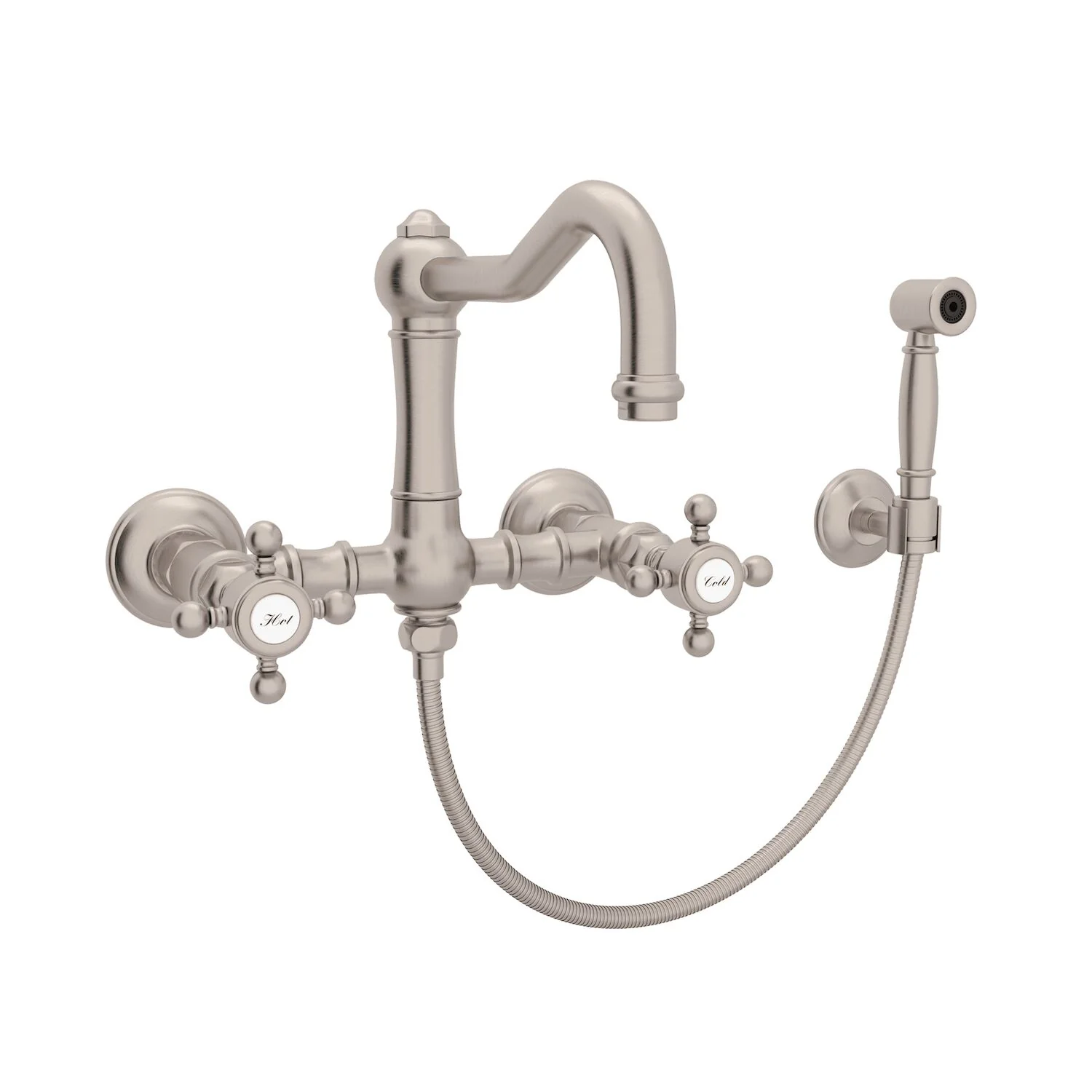 ACQUI® WALL MOUNT BRIDGE KITCHEN FAUCET WITH SIDESPRAY AND COLUMN SPOUT (CROSS HANDLE) - Image 4