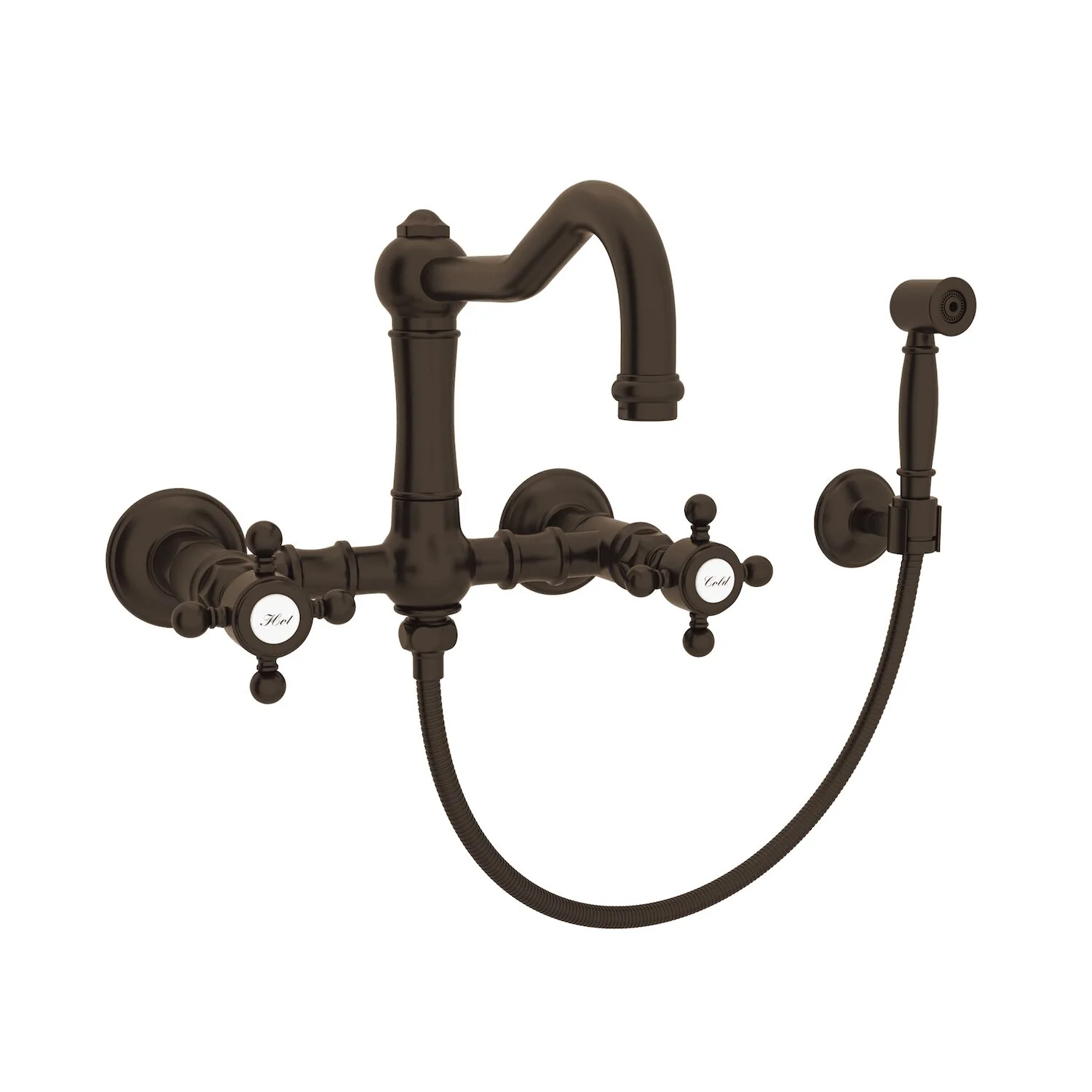 ACQUI® WALL MOUNT BRIDGE KITCHEN FAUCET WITH SIDESPRAY AND COLUMN SPOUT (CROSS HANDLE) - Image 5
