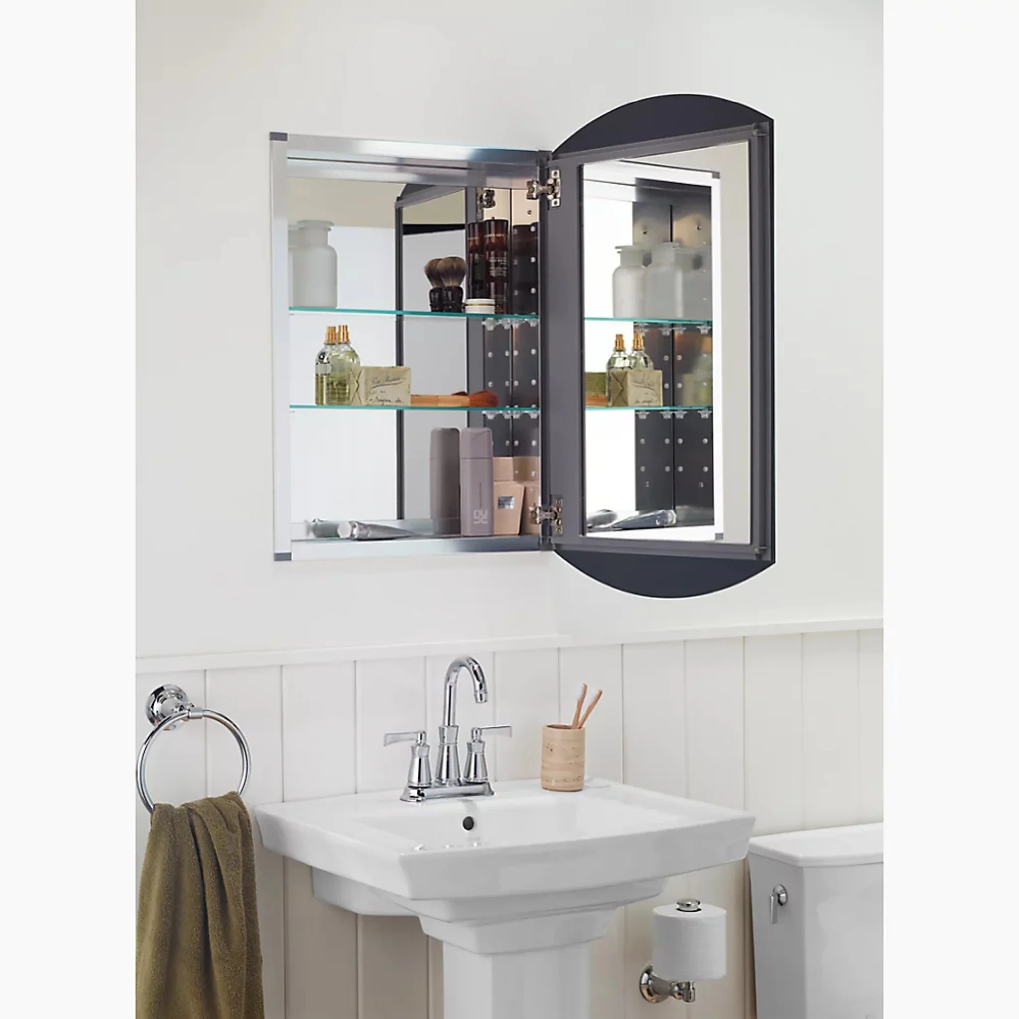 ARCHER 20 X 31 INCHES ALUMINUM SINGLE-DOOR MEDICINE CABINET WITH BEVELED EDGES - Image 3