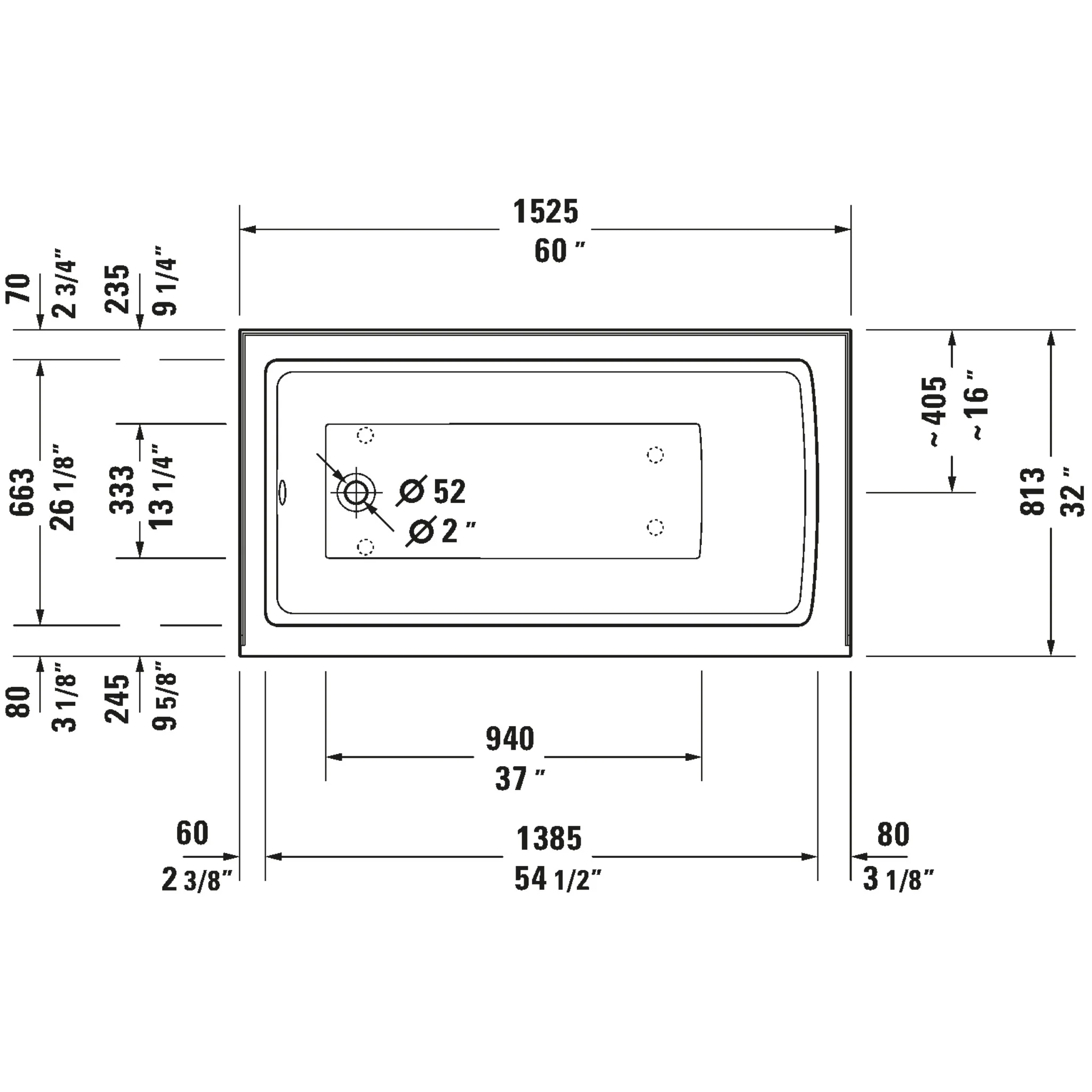 ARCHITEC RECTANGLE ACRYLIC BATHTUB WITH 19.25 INCH PANEL HEIGHT - Image 4