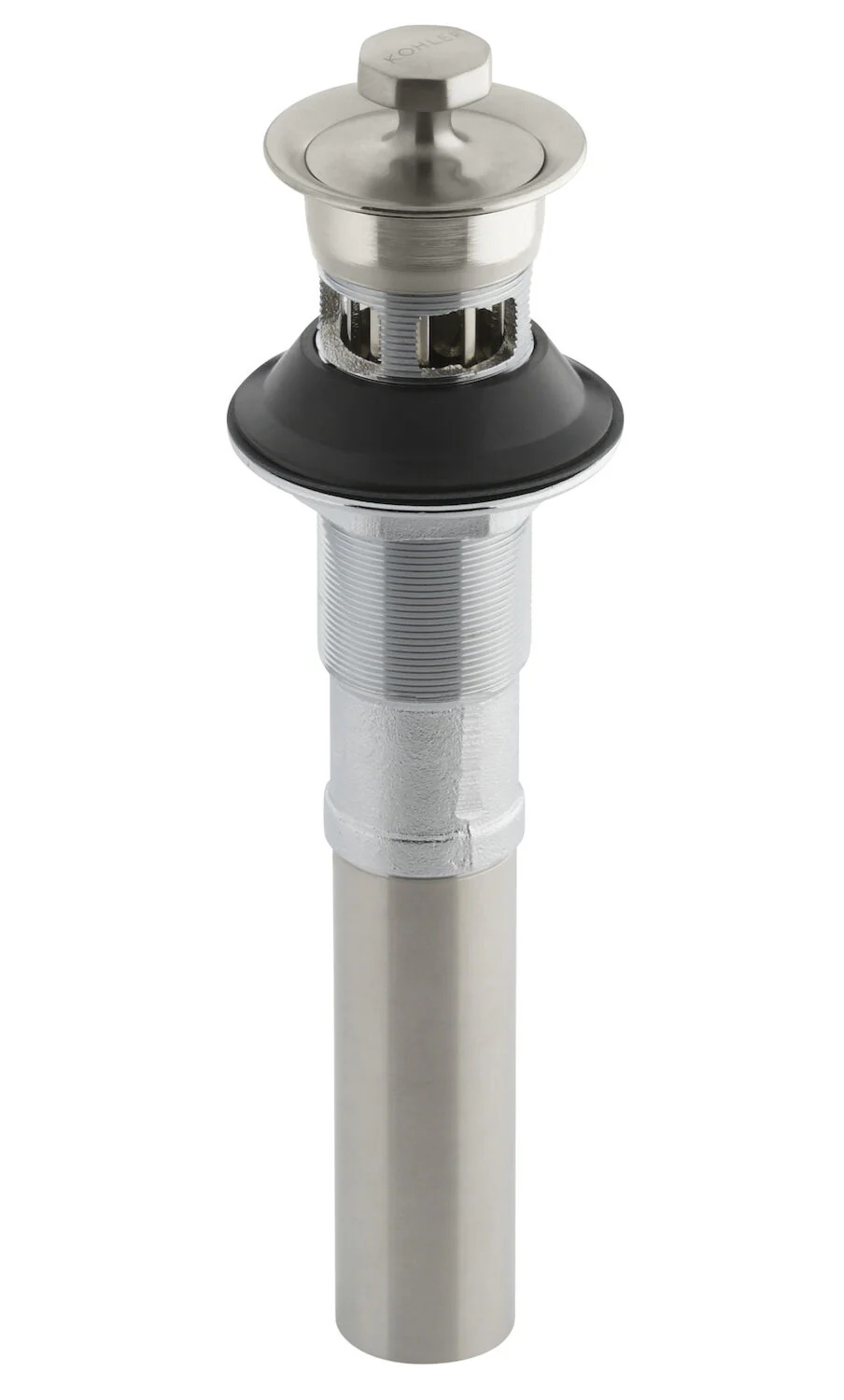 BATHROOM SINK DRAIN WITH NON-REMOVABLE METAL STOPPER AND OVERFLOW