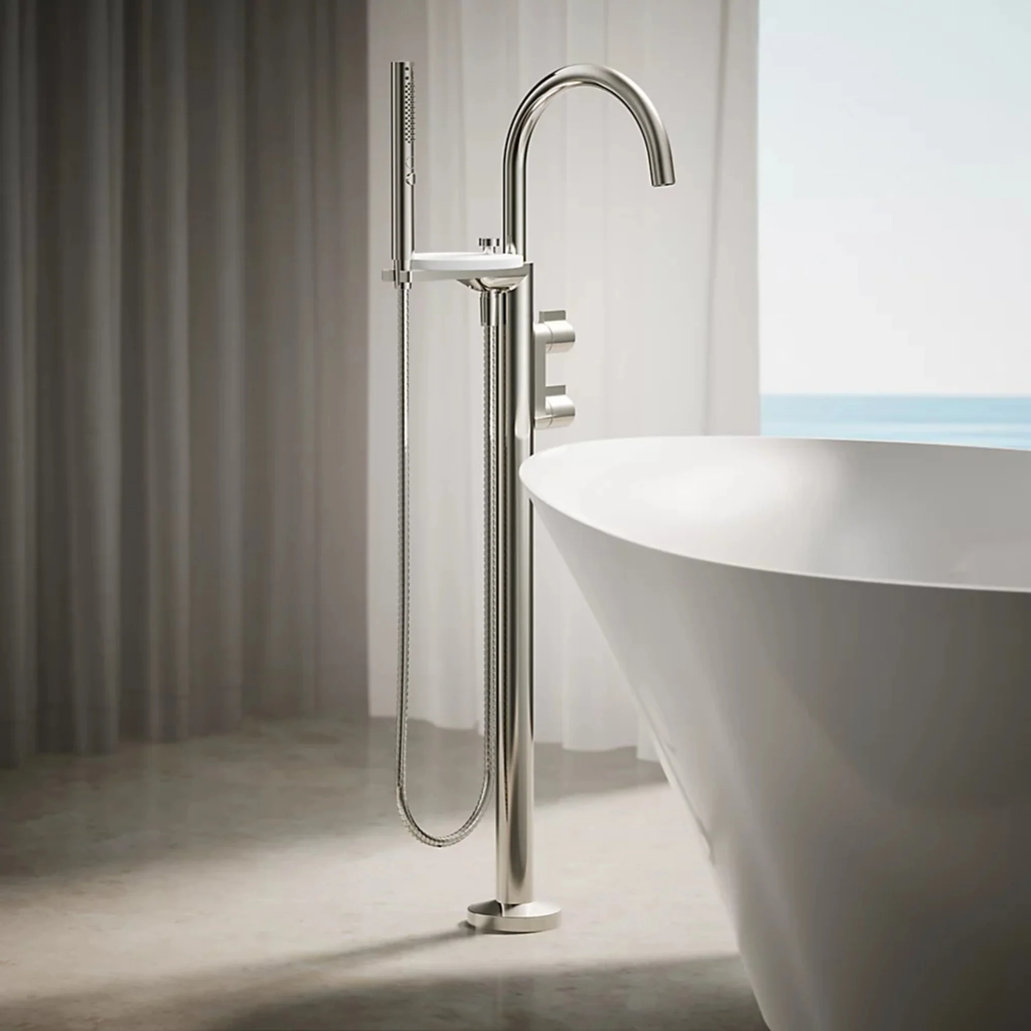 COMPONENTS FLOOR MOUNT BATH FILLER TRIM WITH LEVER HANDLES AND HANDSHOWER - Image 13