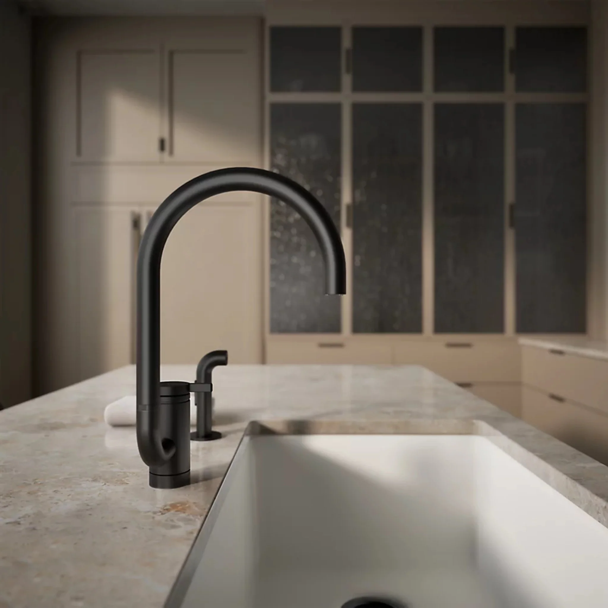 COMPONENTS® SINGLE-HANDLE KITCHEN SINK FAUCET WITH TWO-FUNCTION EXTENDED-REACH ARC SPOUT AND SIDE SPRAYER - Image 14