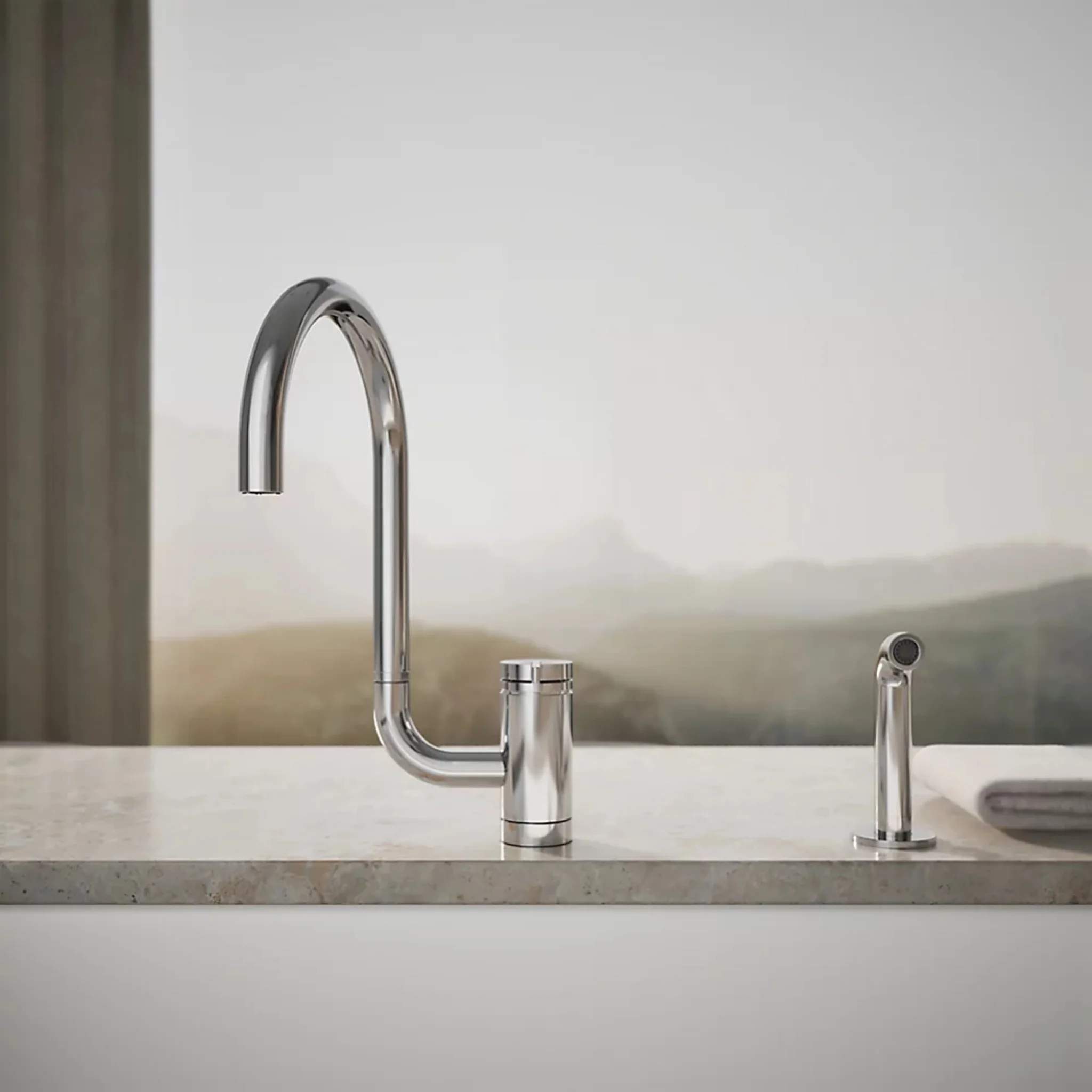 COMPONENTS® SINGLE-HANDLE KITCHEN SINK FAUCET WITH TWO-FUNCTION EXTENDED-REACH ARC SPOUT AND SIDE SPRAYER - Image 2