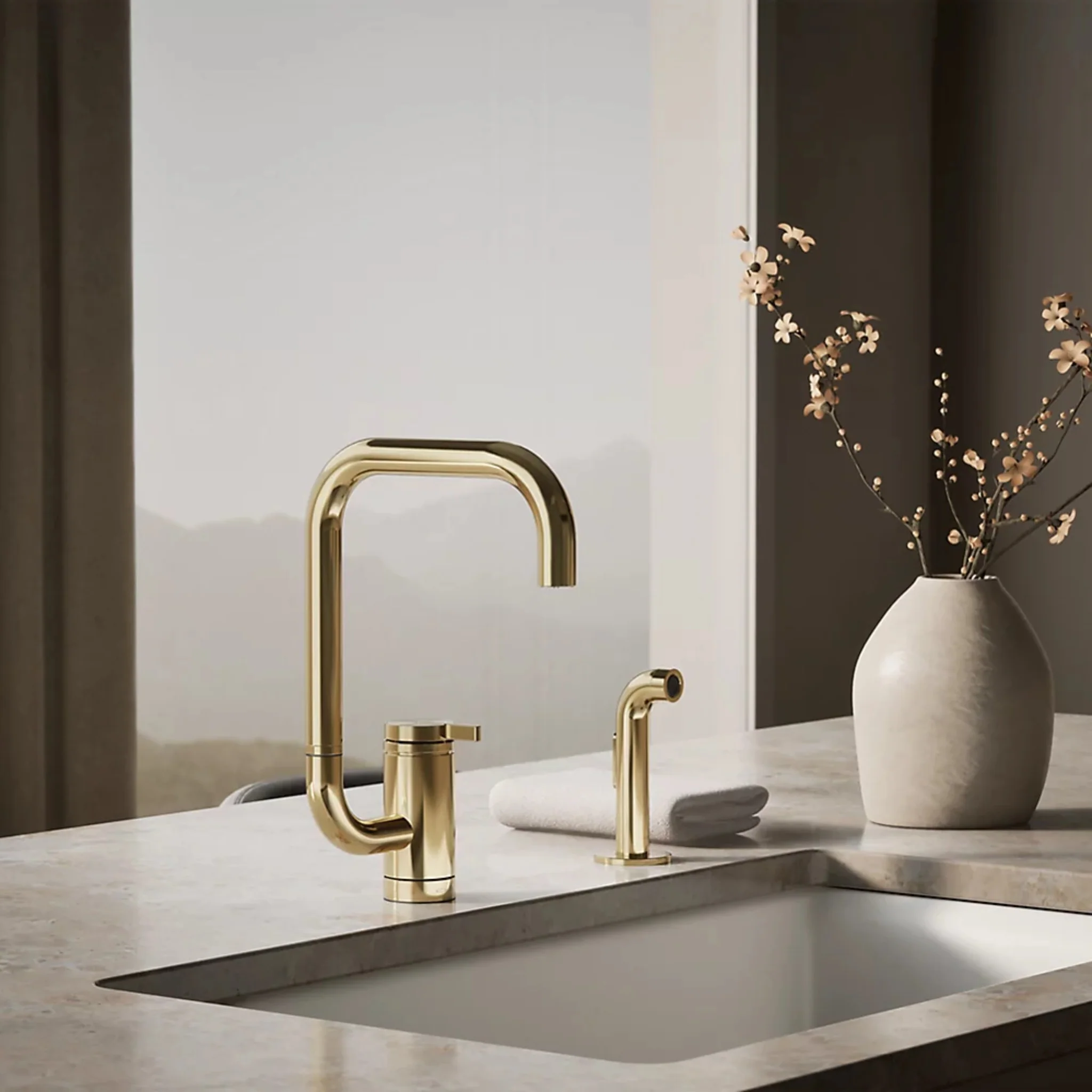 COMPONENTS® SINGLE-HANDLE KITCHEN SINK FAUCET WITH TWO-FUNCTION EXTENDED-REACH SQUARE SPOUT AND SIDE SPRAYER - Image 11