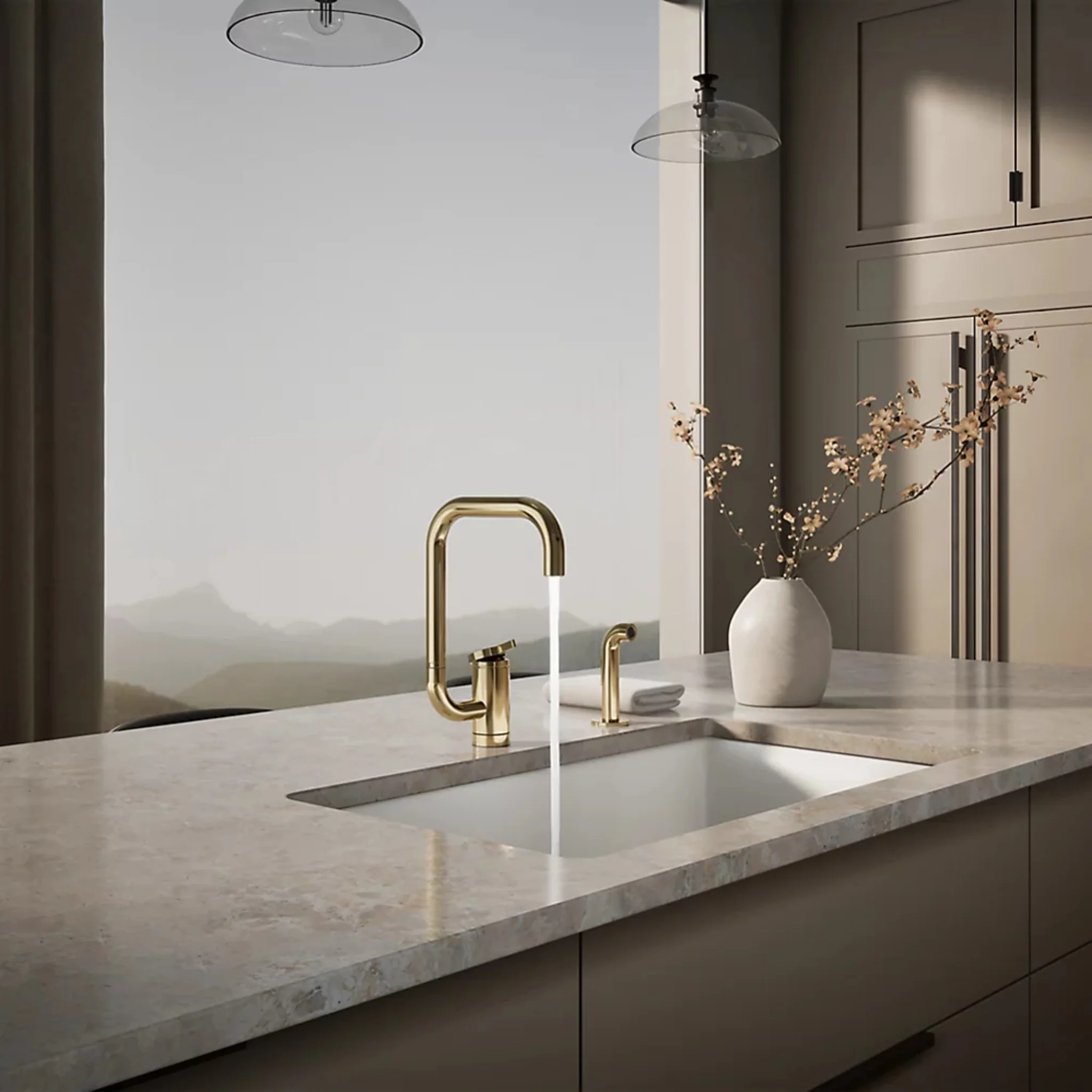 COMPONENTS® SINGLE-HANDLE KITCHEN SINK FAUCET WITH TWO-FUNCTION EXTENDED-REACH SQUARE SPOUT AND SIDE SPRAYER - Image 12