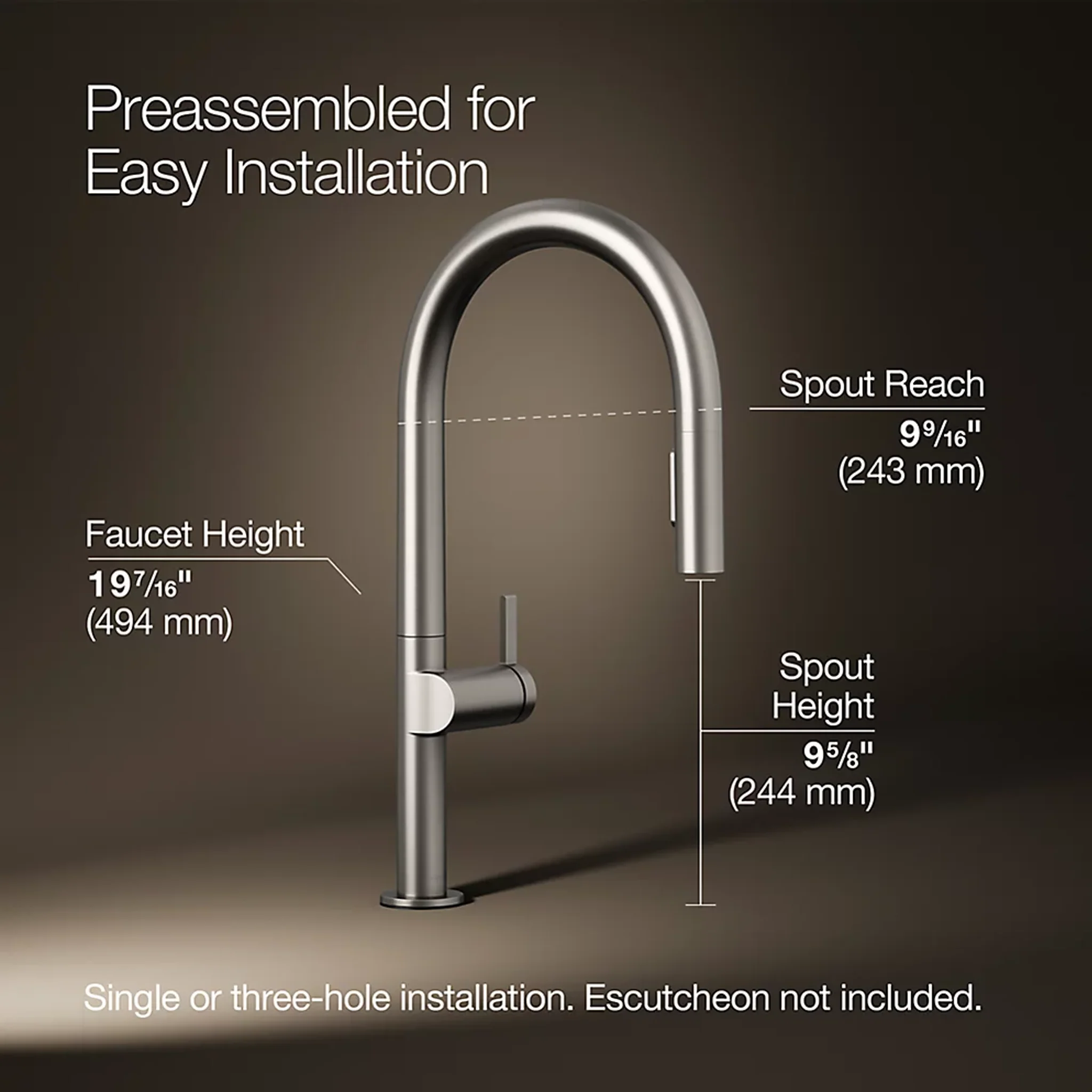 COMPONENTS® TOUCHLESS ARC SPOUT PULL-DOWN KITCHEN SINK FAUCET WITH TWO-FUNCTION SPRAYHEAD - Image 11