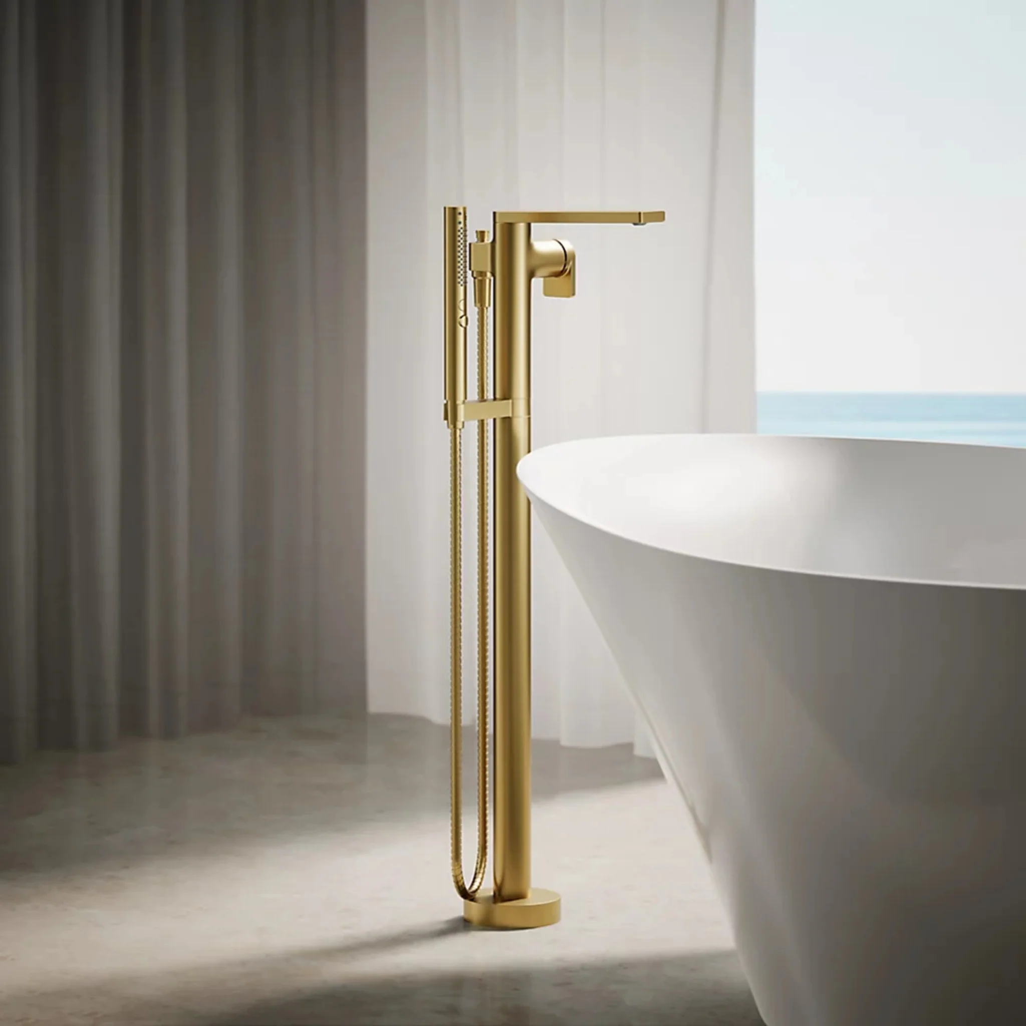 COMPOSED FLOOR MOUNT BATH FILLER TRIM WITH HANDSHOWER - Image 2