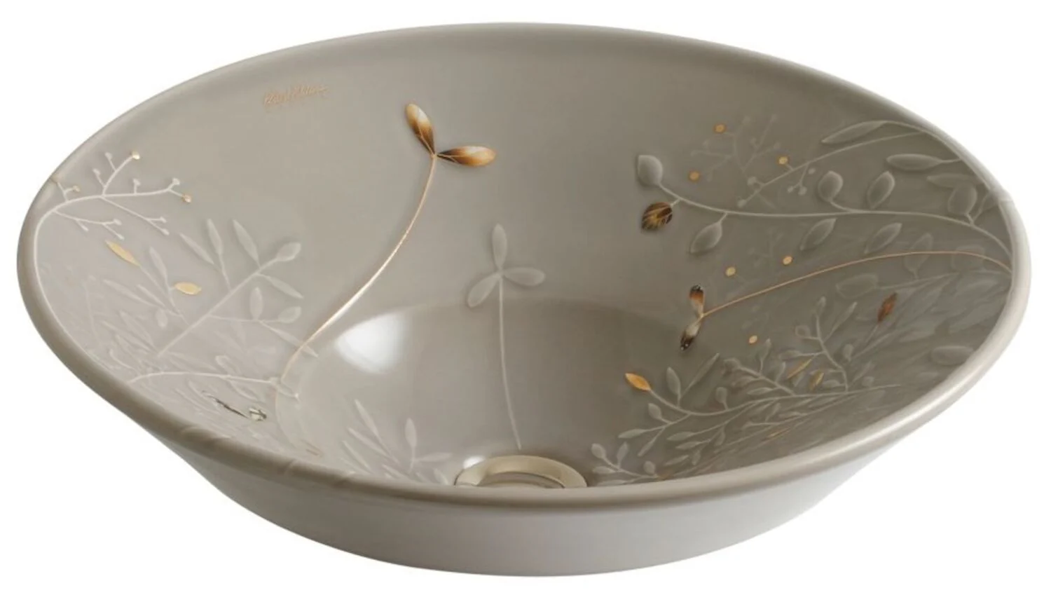 GILDED MEADOW WITH GOLD ACCENTS ON CONICAL BELL® VESSEL BATHROOM SINK
