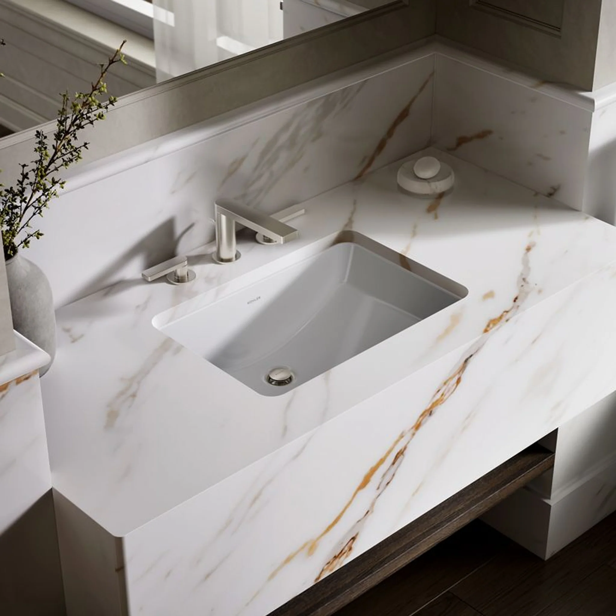 LADENA® 21-INCH UNDERMOUNT BATHROOM SINK WITH GLAZED UNDERSIDE - Image 2