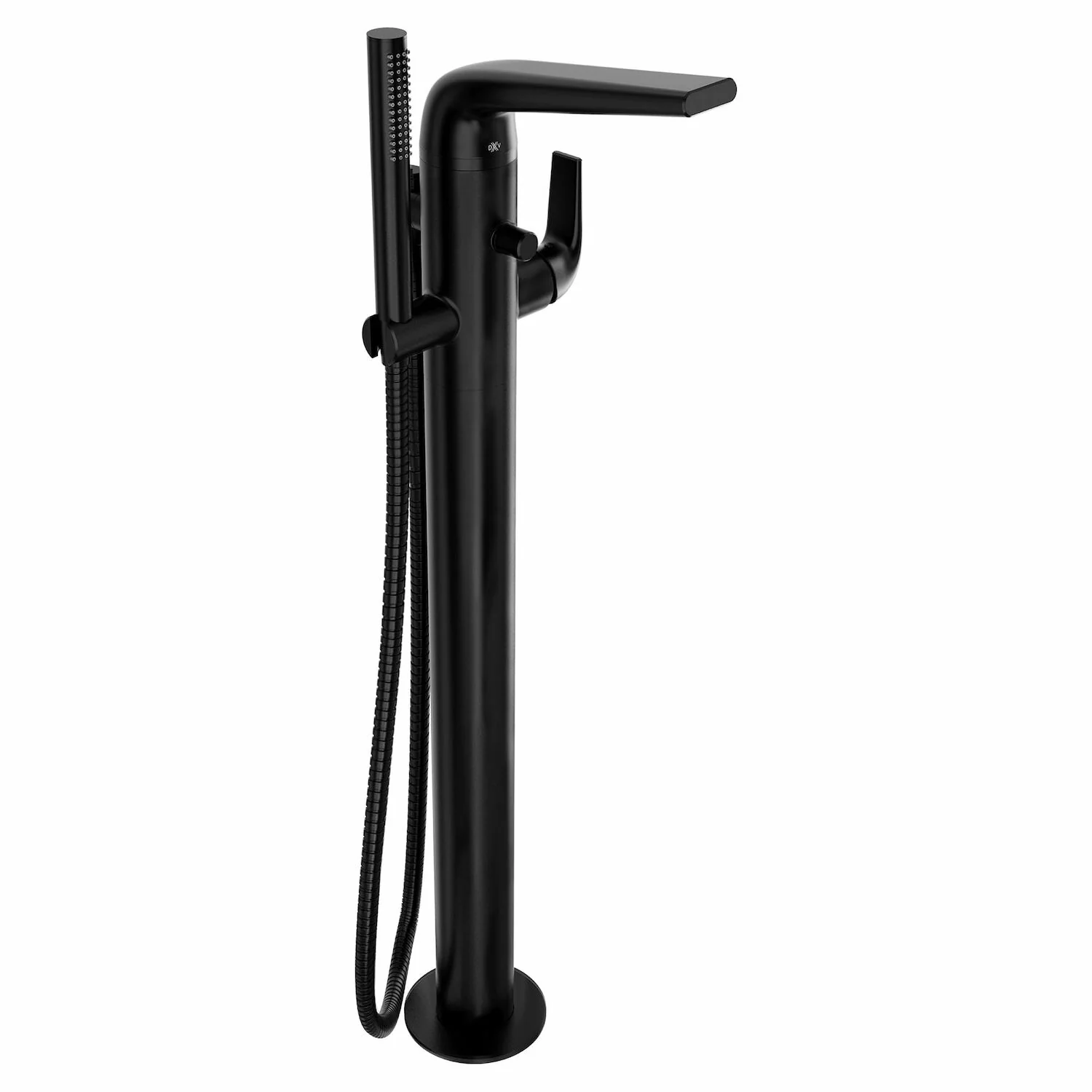 MODULUS SINGLE HANDLE FLOOR MOUNT BATHTUB FILLER WITH HAND SHOWER AND LEVER HANDLE