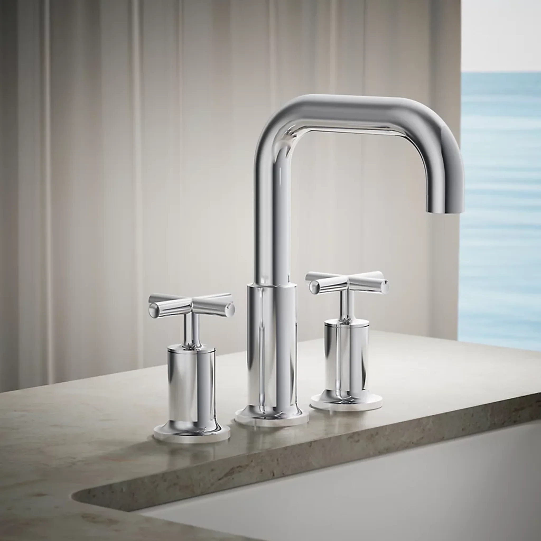PURIST® DECK MOUNT BATH FAUCET TRIM FOR HIGH-FLOW VALVE WITH CROSS HANDLES - Image 2