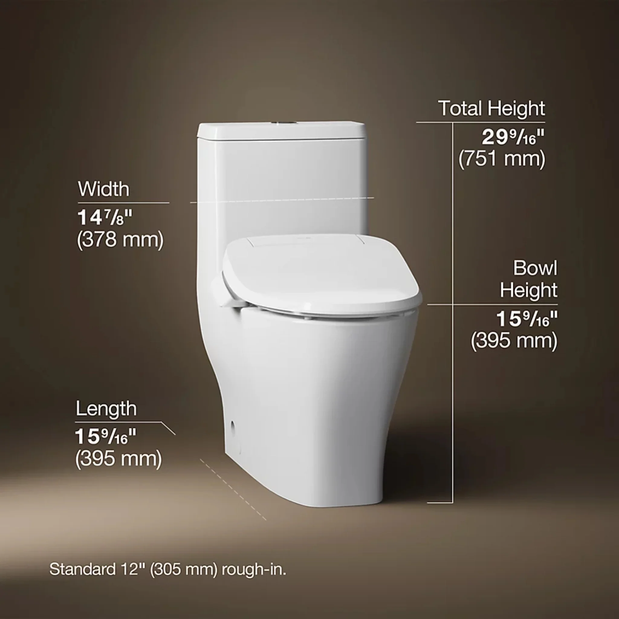 REACH CURV HIDDEN CORD ONE-PIECE COMPACT ELONGATED TOILET WITH SKIRTED TRAPWAY AND DUAL-FLUSH - Image 7