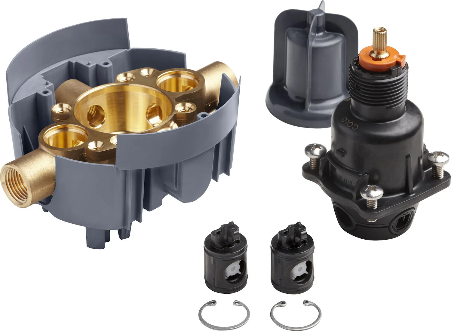 RITE-TEMP® VALVE BODY AND PRESSURE-BALANCE CARTRIDGE KIT WITH SERVICE STOPS AND FEMALE NPT CONNECTIONS, PROJECT PACK