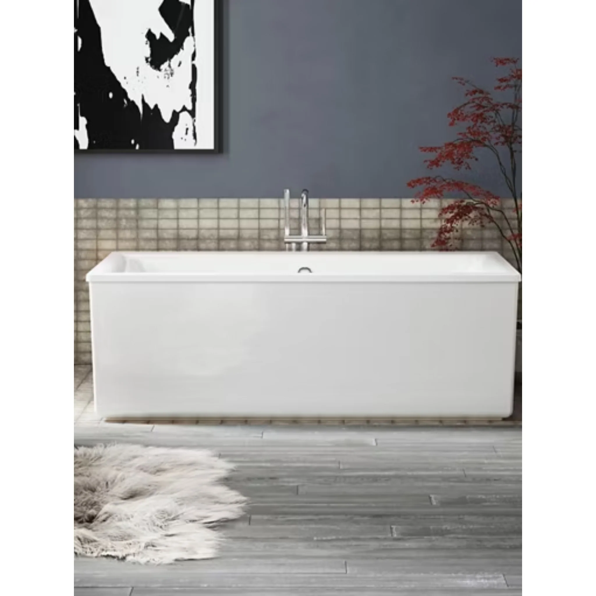 STARGAZE 72 X 36 INCHES FREESTANDING HEATED BUBBLEMASSAGE AIR BATHTUB WITH BASK HEATED SURFACE AND STRAIGHT SHROUD - Image 2