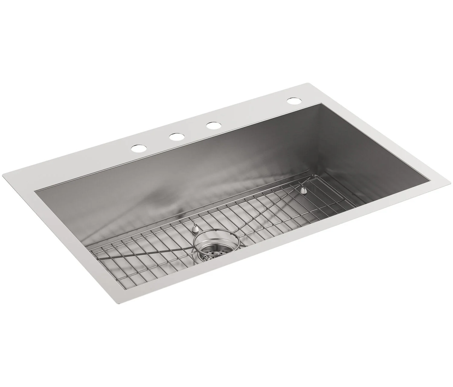VAULT 33 X 22 X 9-5/16 INCHES TOP-/UNDER-MOUNT LARGE SINGLE-BOWL KITCHEN SINK WITH 4 FAUCET HOLES